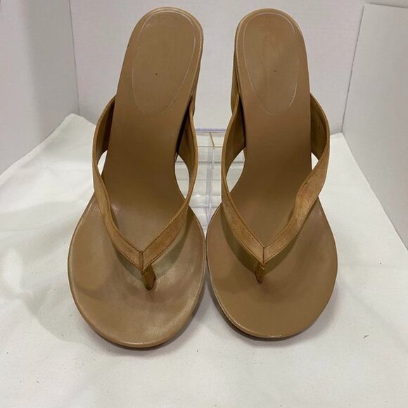 Jeffrey Campbell Liezel Platform Wedge Flip Flop Sandals Natural Suede 11 - Picture 2 of 13